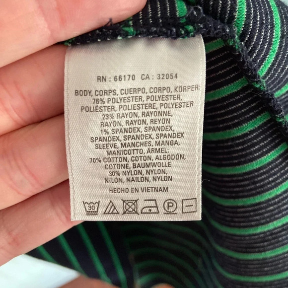 Postmark Anthropologie Women’s Medium Blue Green Striped Cute Top Shirt Lace - Picture 4 of 10